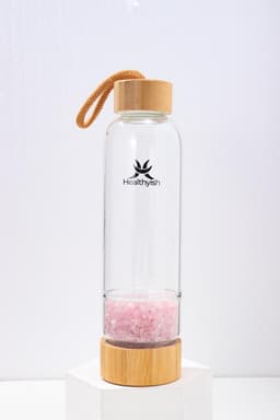 Rose quartz crystals balance water bottle